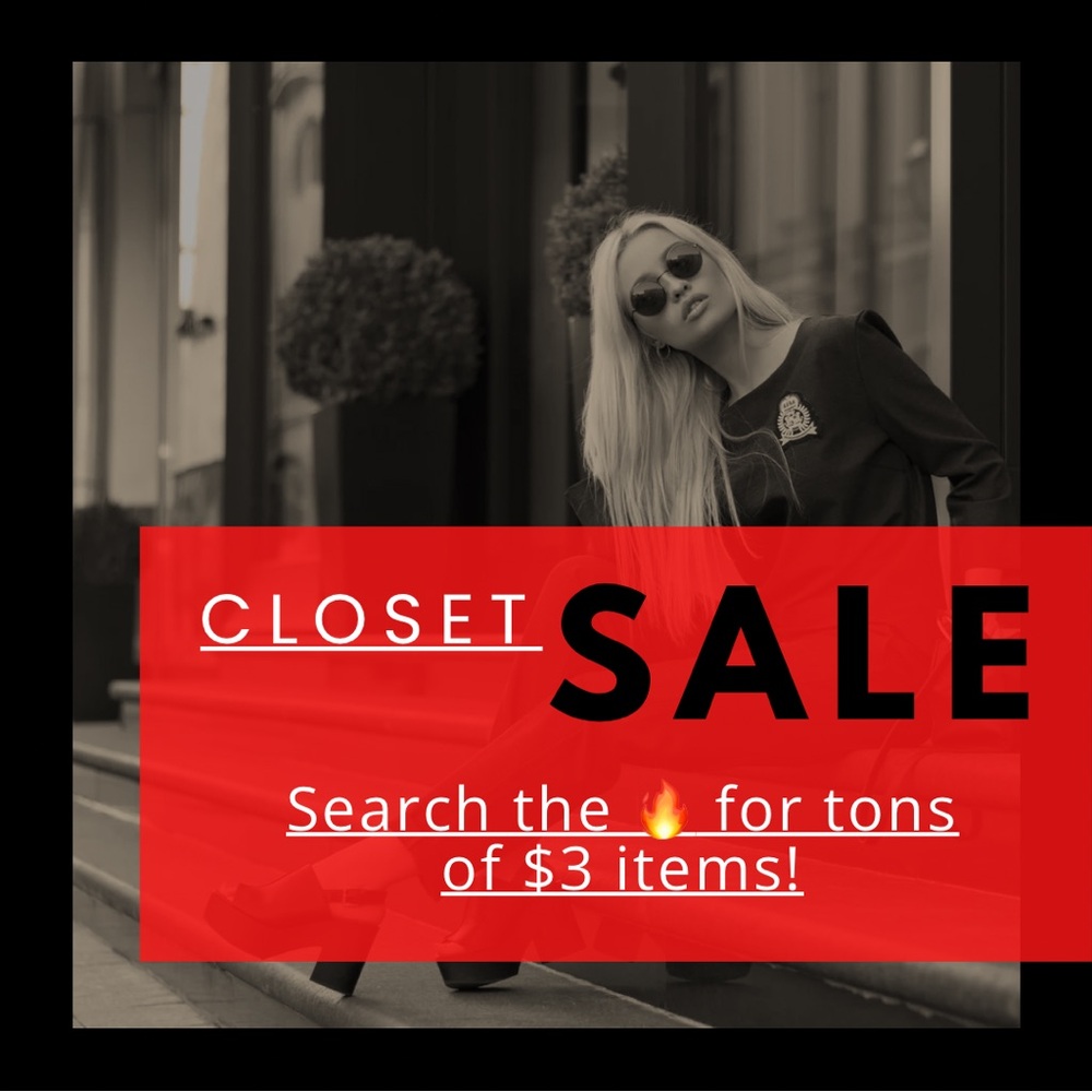 HUGE CLOSET SALE! Tons of items on sale for $3 🔥 and $5 🔮. Make me an offer too!